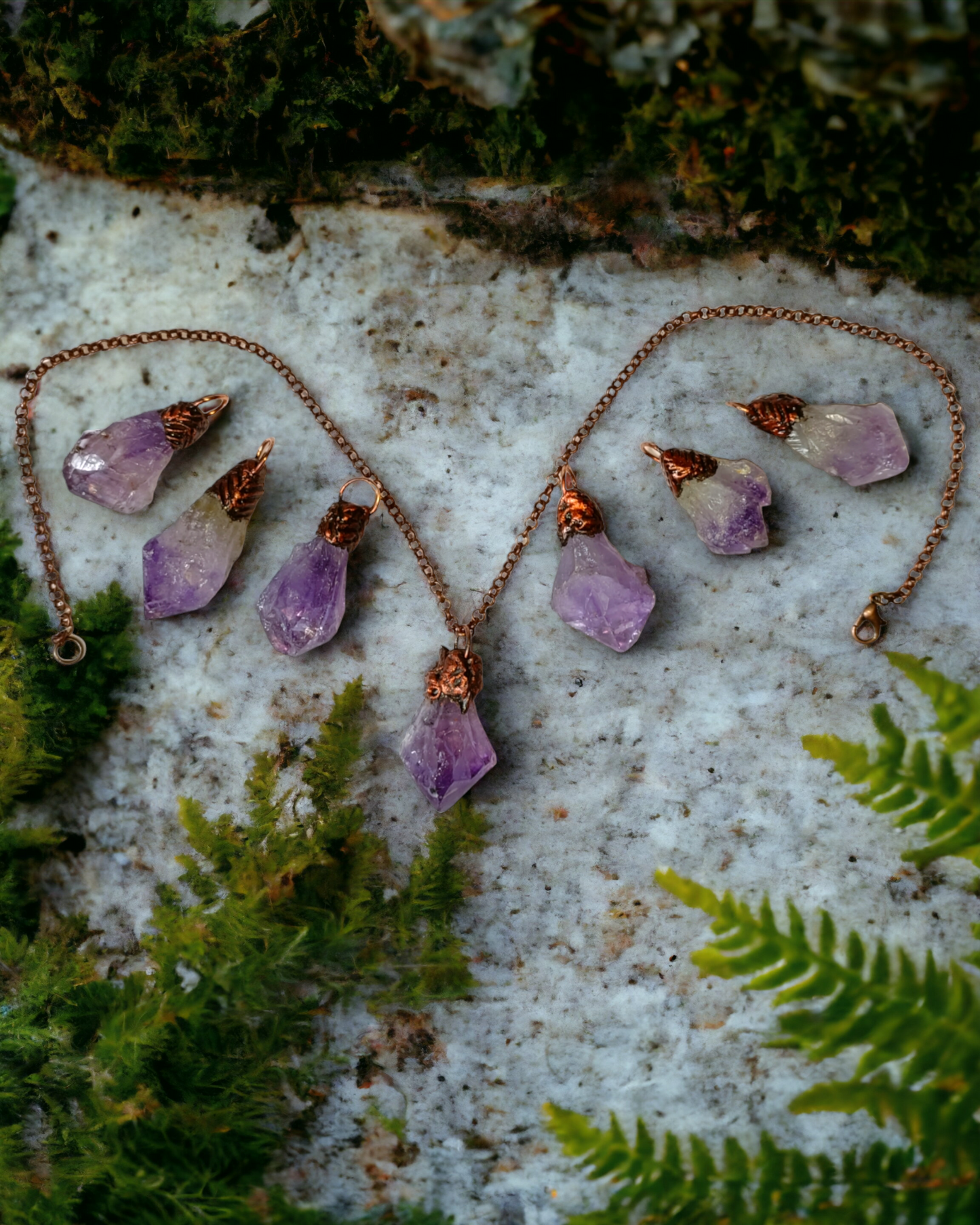 Amethyst Rough Point Pendants