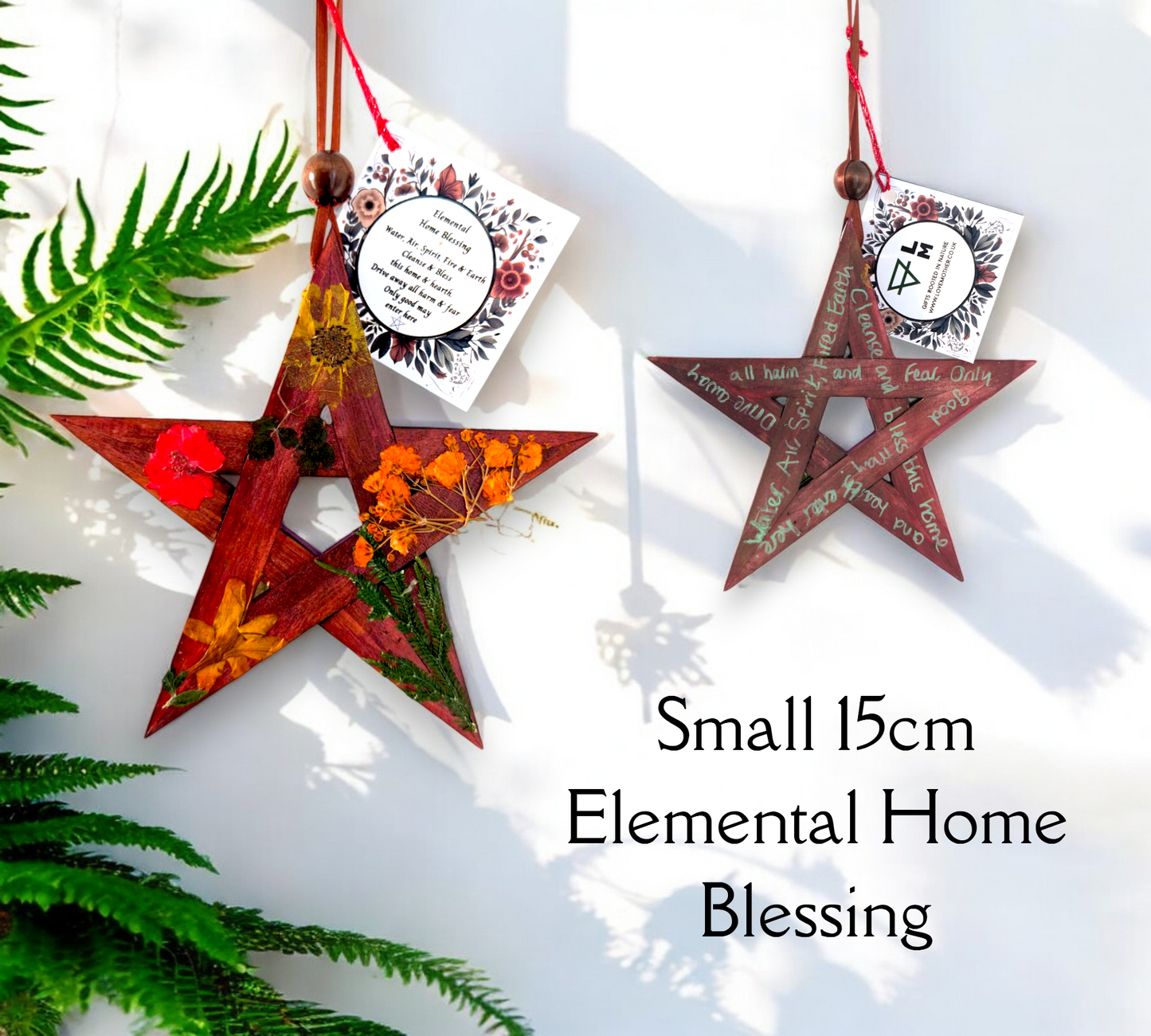 15cm Elemental Pentagram Home Blessings with Dried Flowers - 3