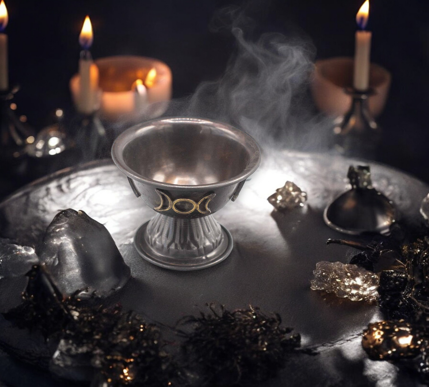 Small 'Ancient Copper' Style Ritual Chalice with Triple Moon