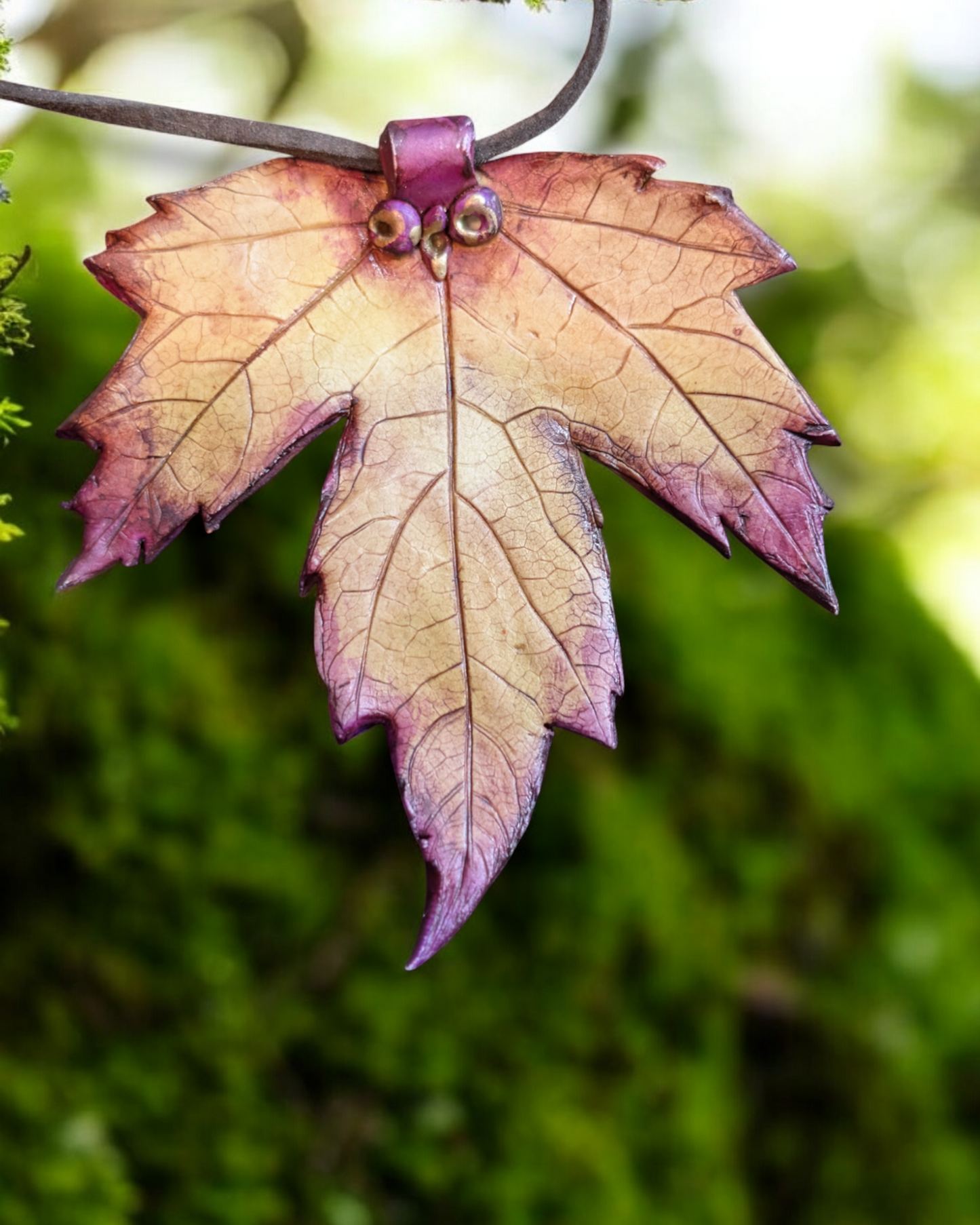 Hand-Crafted Clay Leaf Pendant