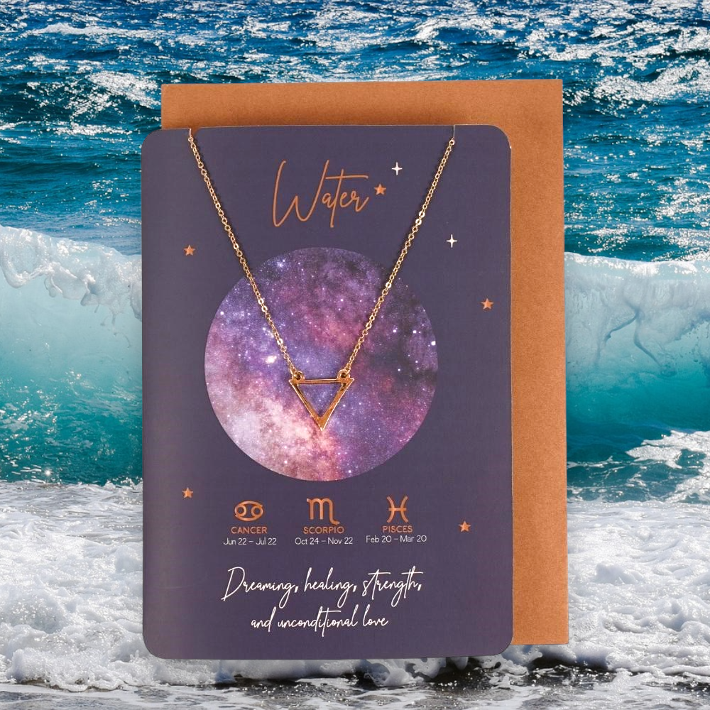 Elemental Astrology Necklace Gift Cards - Earth Air Fire Water