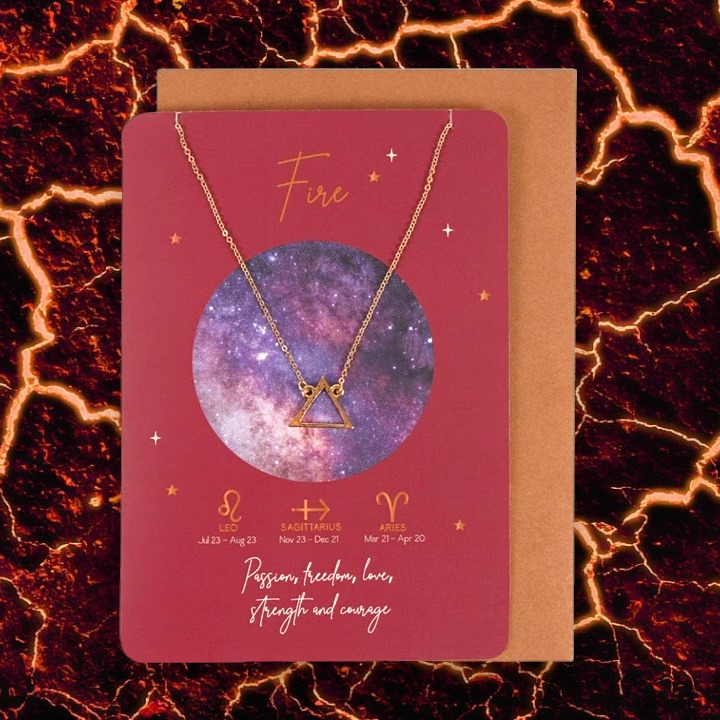 Elemental Astrology Necklace Gift Cards - Earth Air Fire Water
