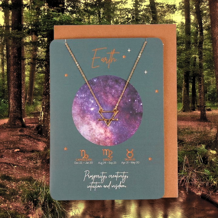 Elemental Astrology Necklace Gift Cards - Earth Air Fire Water