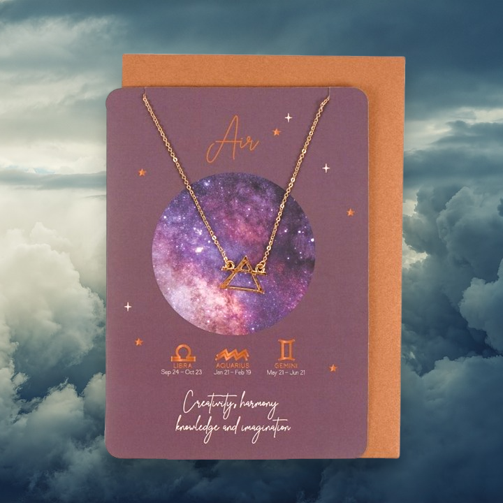 Elemental Astrology Necklace Gift Cards - Earth Air Fire Water