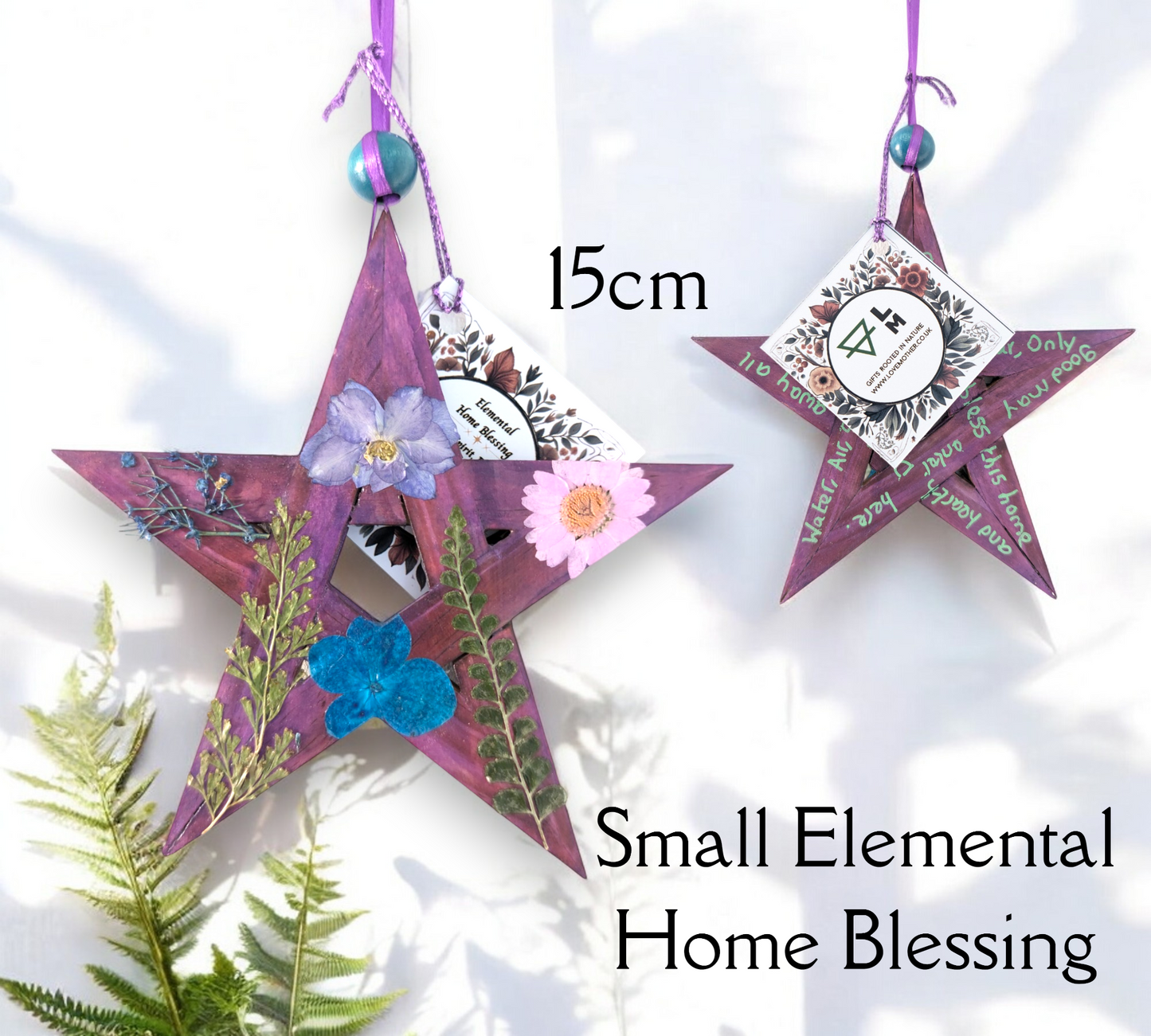 15cm Elemental Pentagram Home Blessings with Dried Flowers - 4