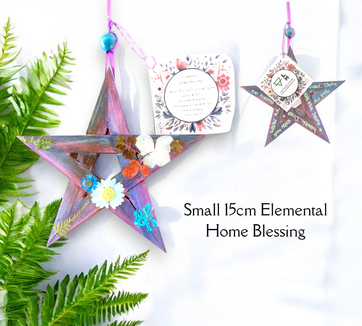 15cm Elemental Pentagram Home Blessings with Dried Flowers - 9