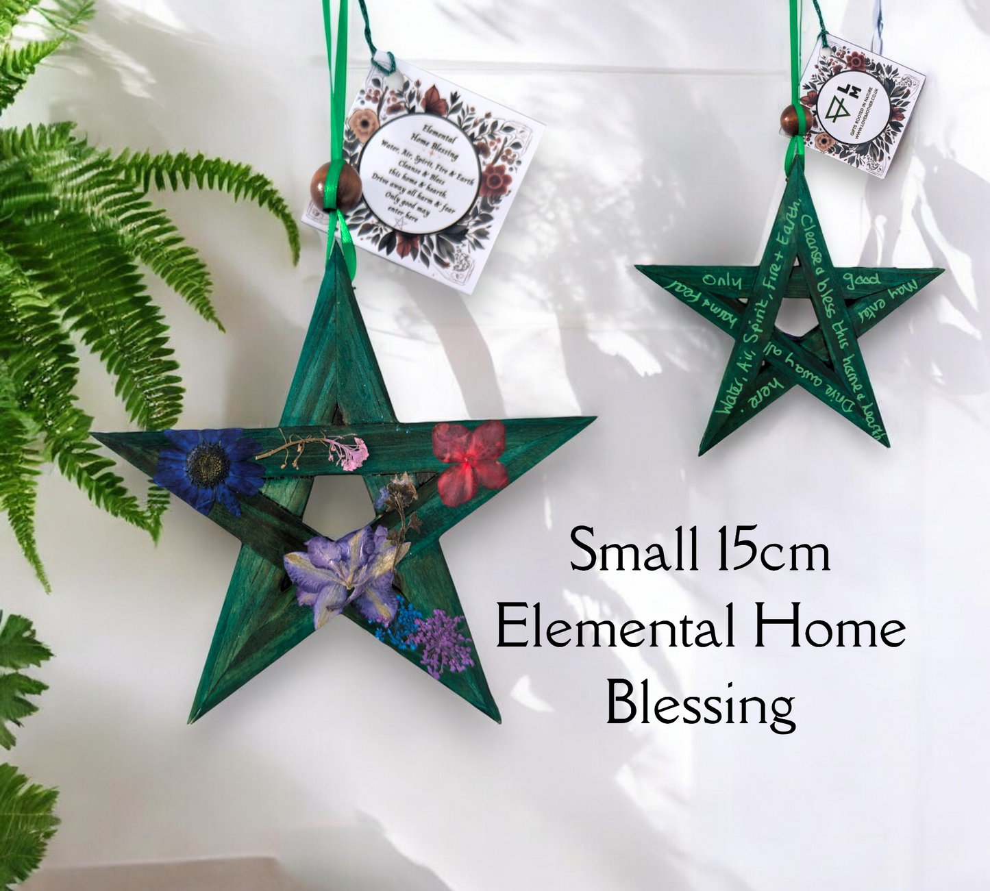 15cm Elemental Pentagram Home Blessings with Dried Flowers - 2