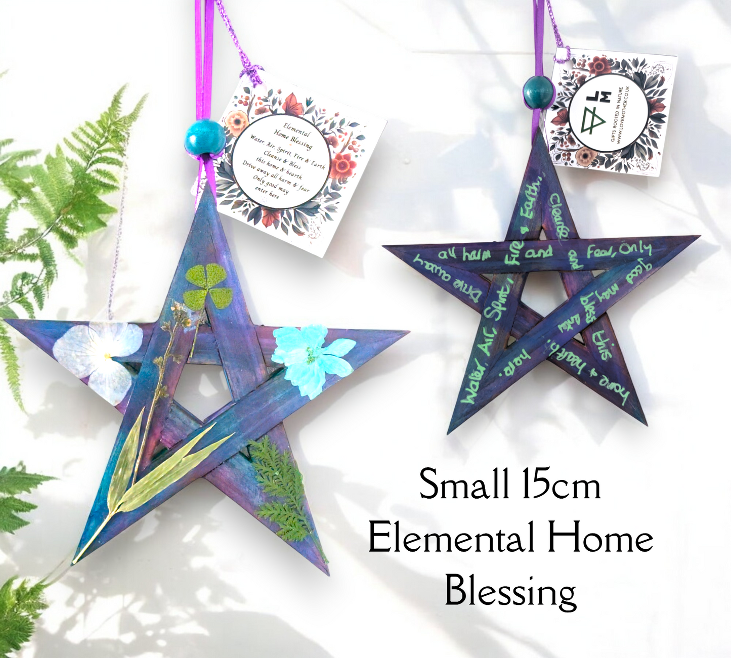 15cm Elemental Pentagram Home Blessings with Dried Flowers - 1