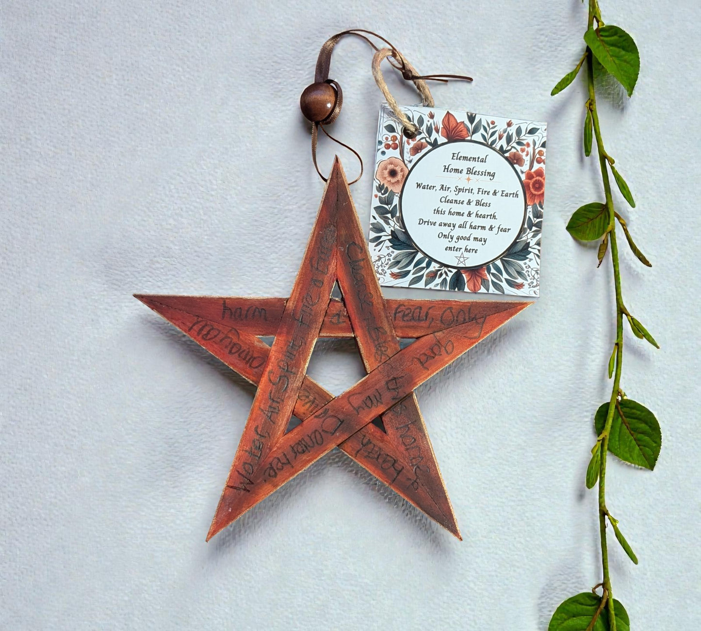 15cm Elemental Pentagram Home Blessings with Dried Flowers - 7