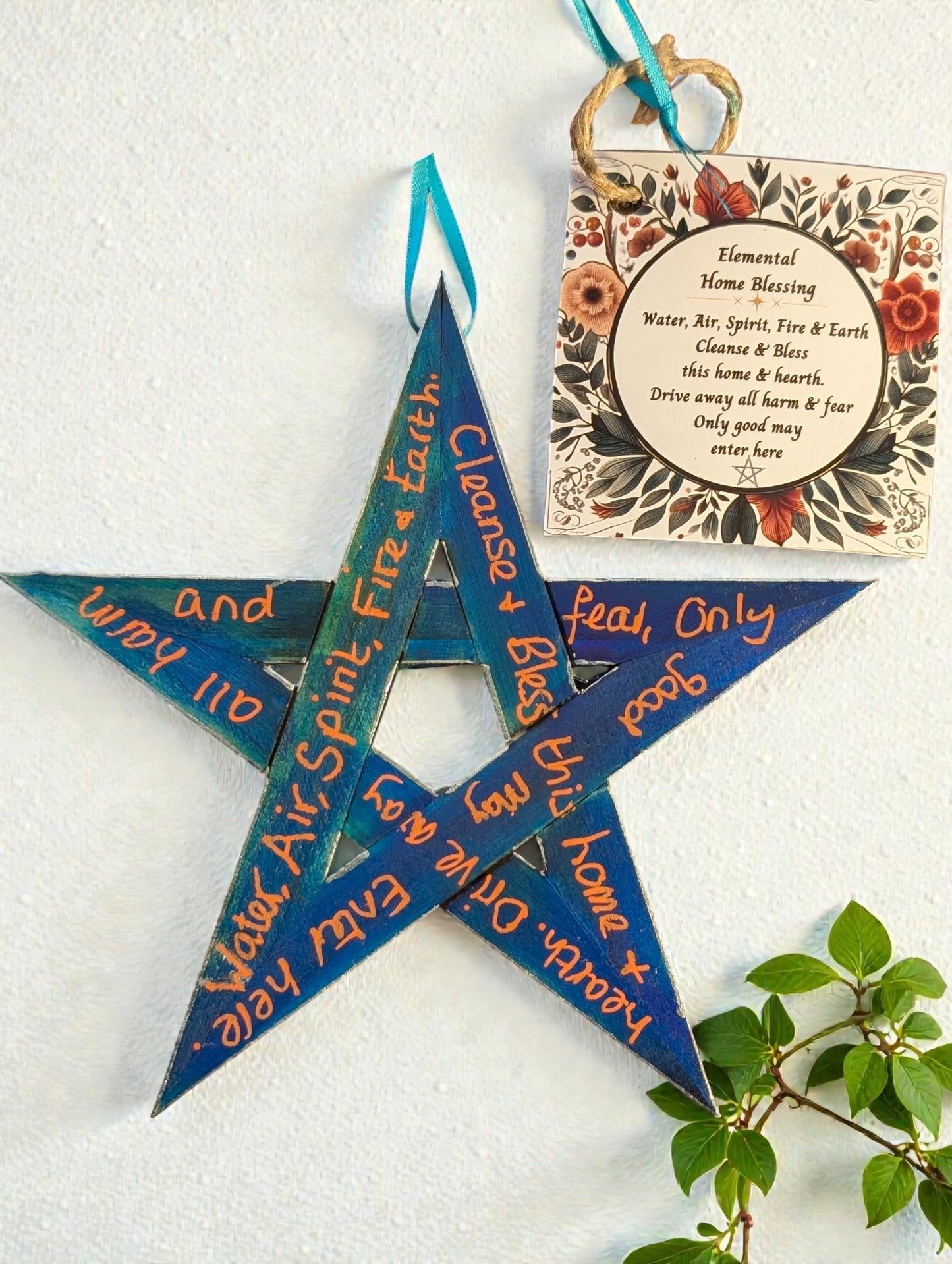 15cm Elemental Pentagram Home Blessings with Dried Flowers - 3