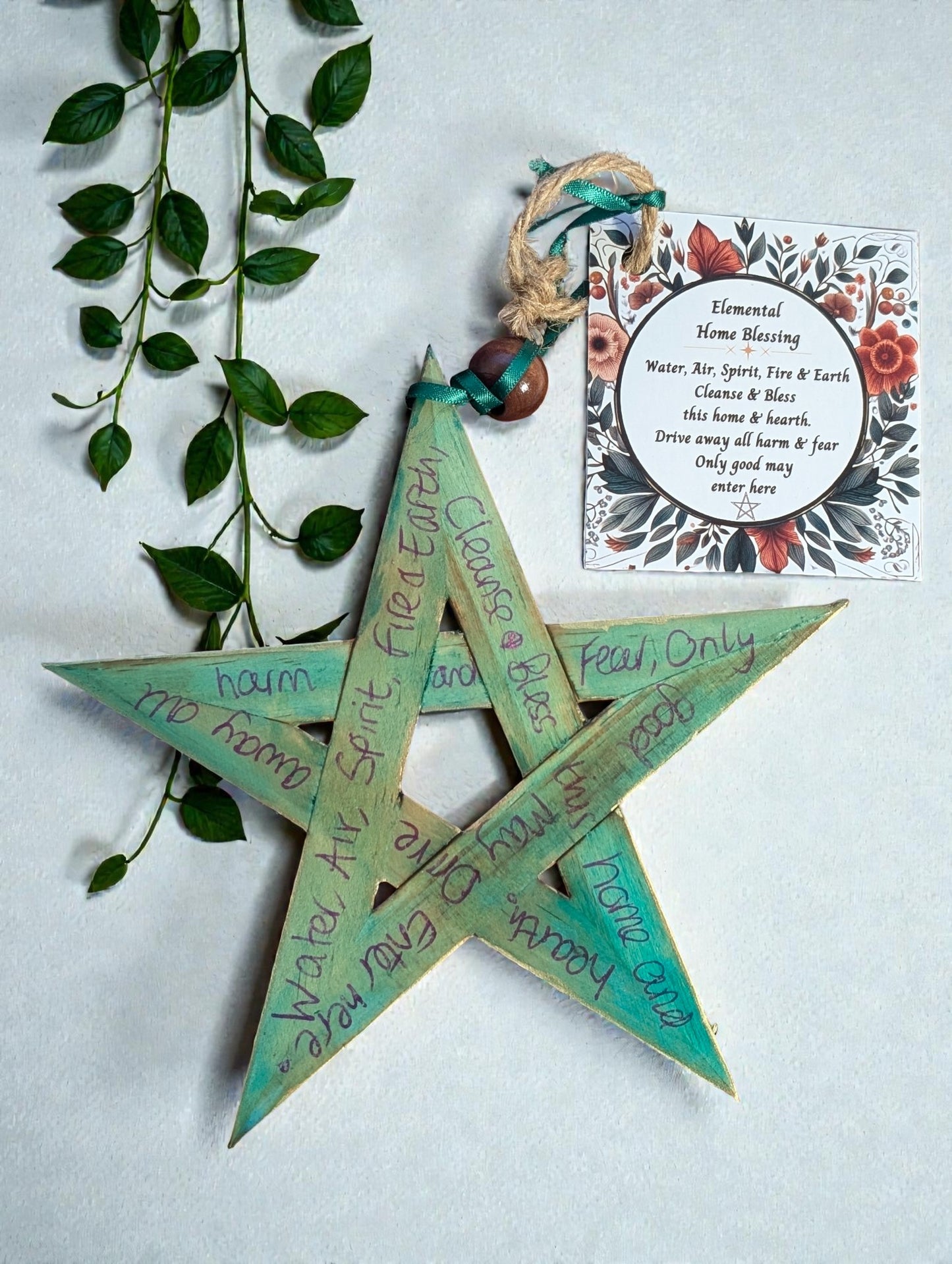 15cm Elemental Pentagram Home Blessings with Dried Flowers - 2