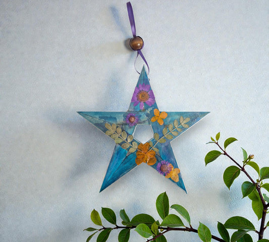 15cm Elemental Pentagram Home Blessings with Dried Flowers - 1