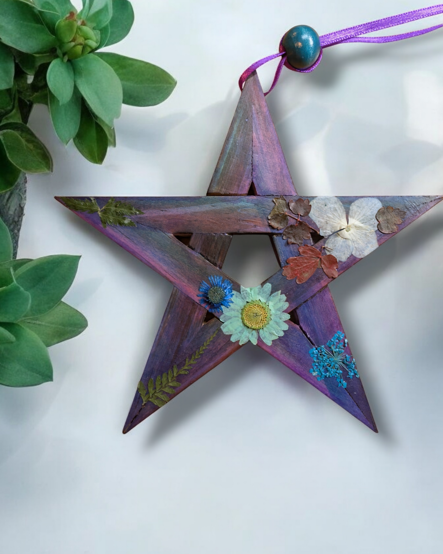 15cm Elemental Pentagram Home Blessings with Dried Flowers - 9